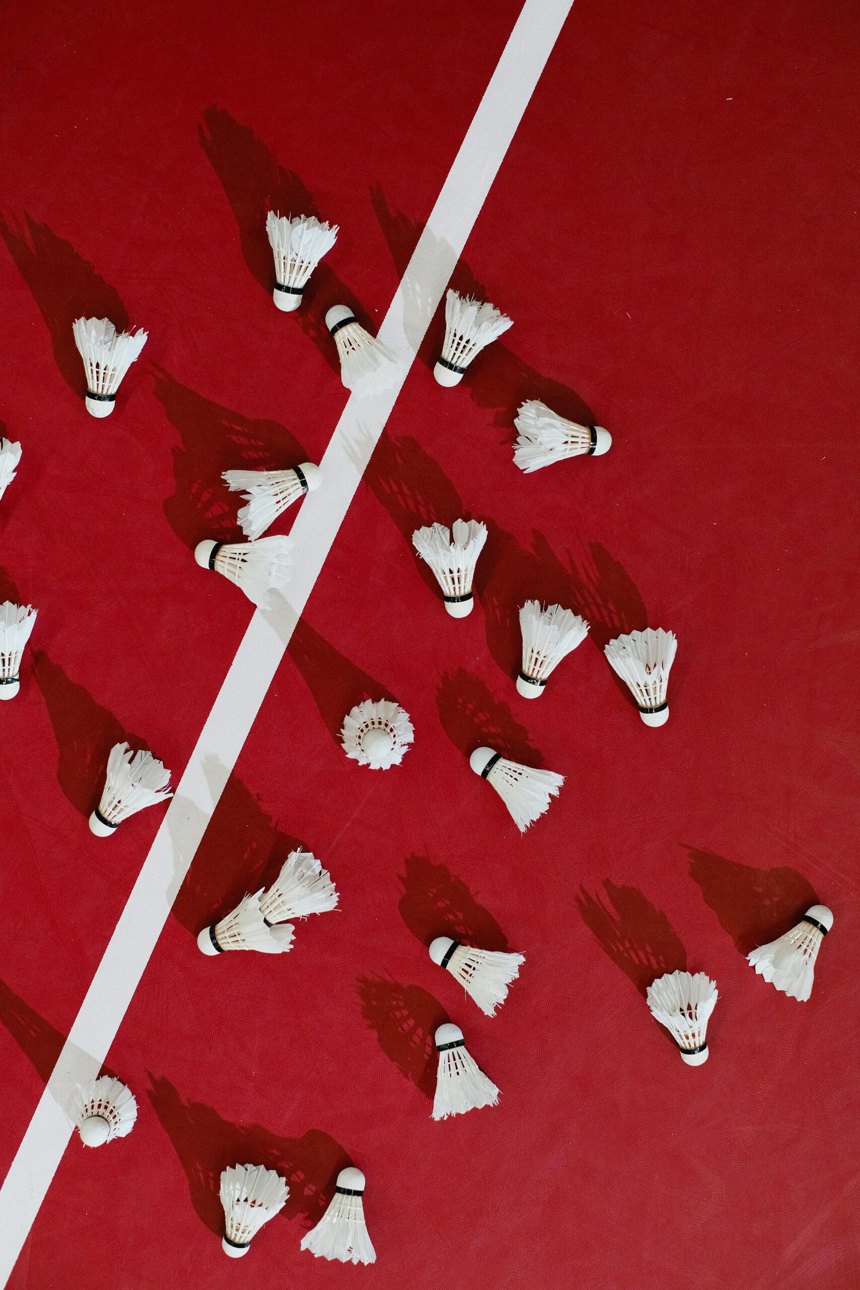 Volants sur le terrain de badminton